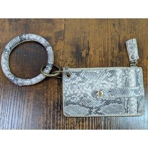 Bangle Wristlet Wallet Keychain Card ID Holder Snakeskin